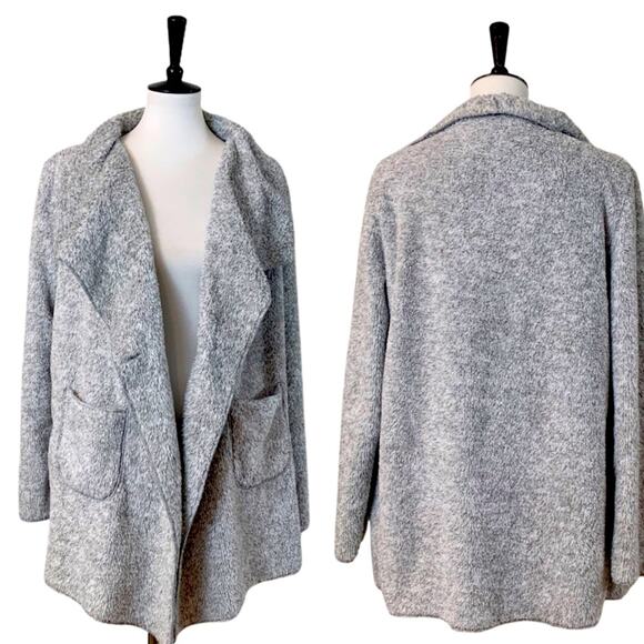 Soft Surroundings Sweater Hugs Gray Fleece Pockets Cardigan Women's Size Small S - Picture 12 of 12